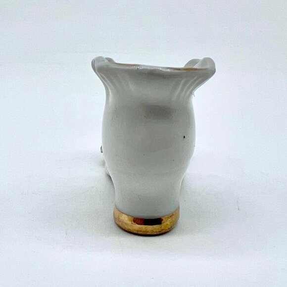 Vintage Made In Japan Porcelain Shoe Figurine Floral Gold Trim - Picture 5 of 9